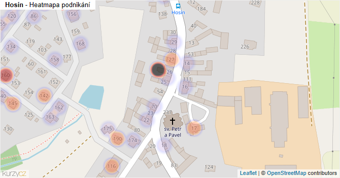 Hosín - mapa podnikání