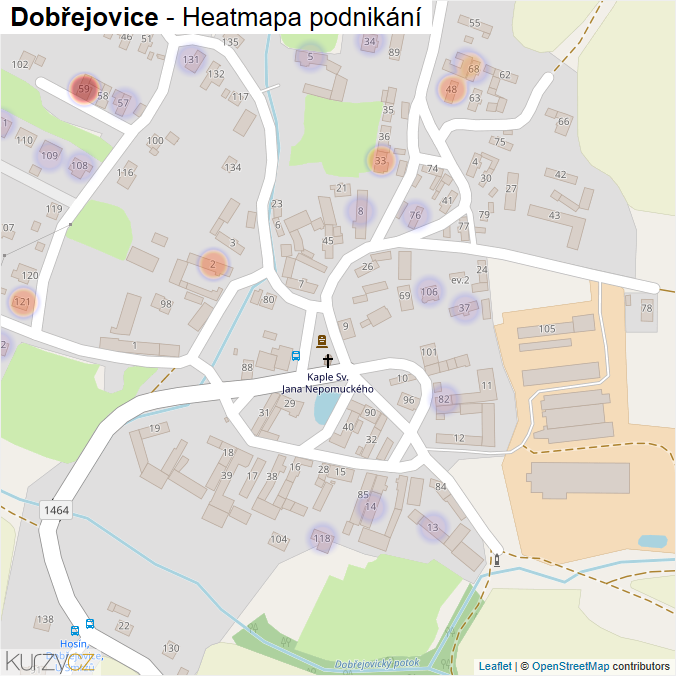 Mapa Dobřejovice - Firmy v části obce.