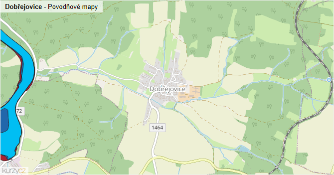 Dobřejovice - záplavové mapy stoleté vody