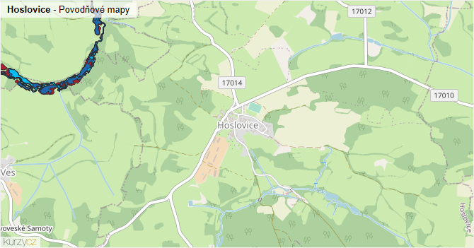 Hoslovice - záplavové mapy stoleté vody