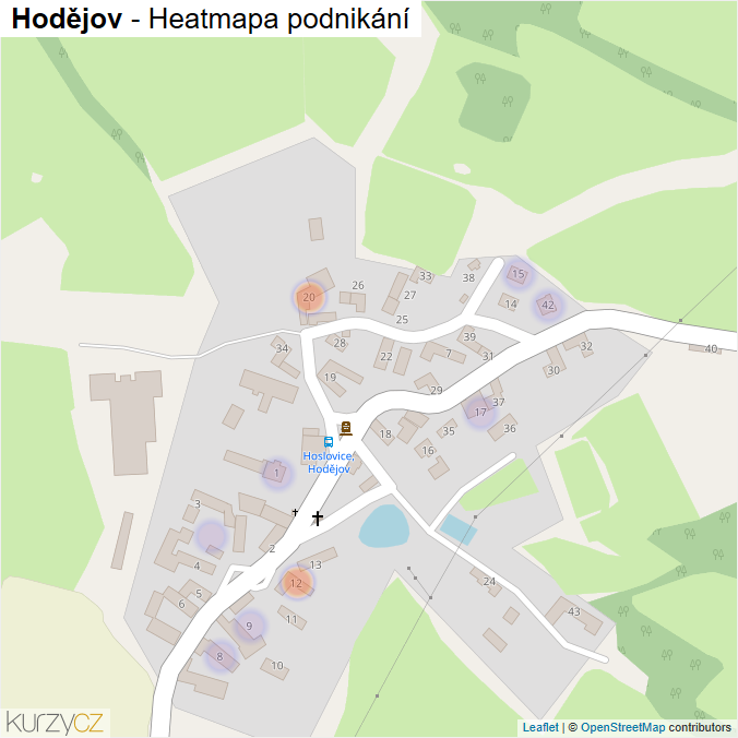 Mapa Hodějov - Firmy v části obce.