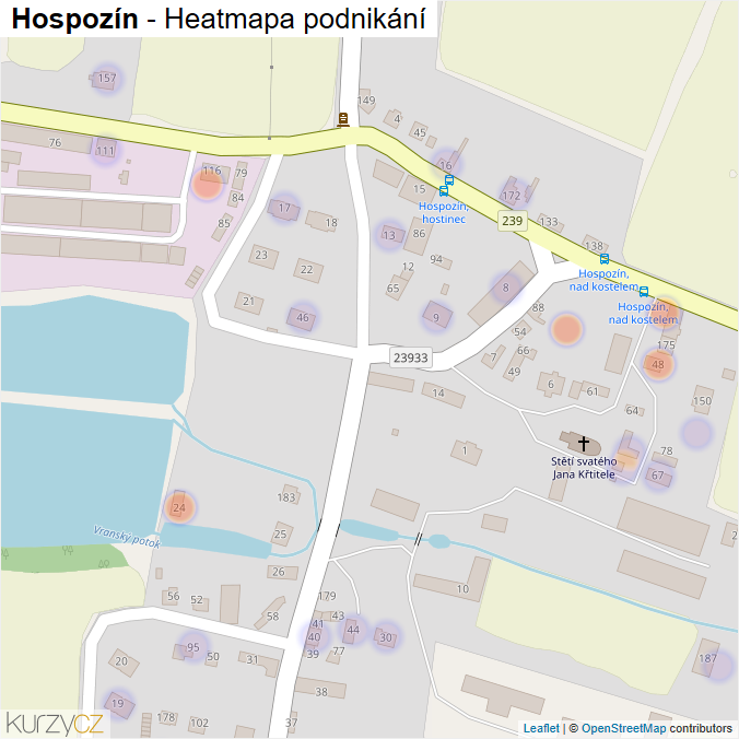 Mapa Hospozín - Firmy v části obce.