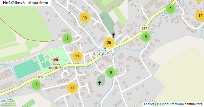 Hošťálková - mapa firem