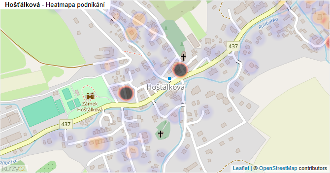 Hošťálková - mapa podnikání