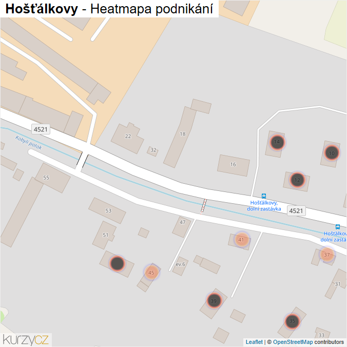 Mapa Hošťálkovy - Firmy v obci.