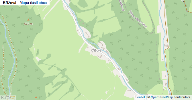 Křížová - mapa části obce
