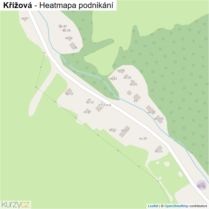 Mapa Křížová - Firmy v části obce.