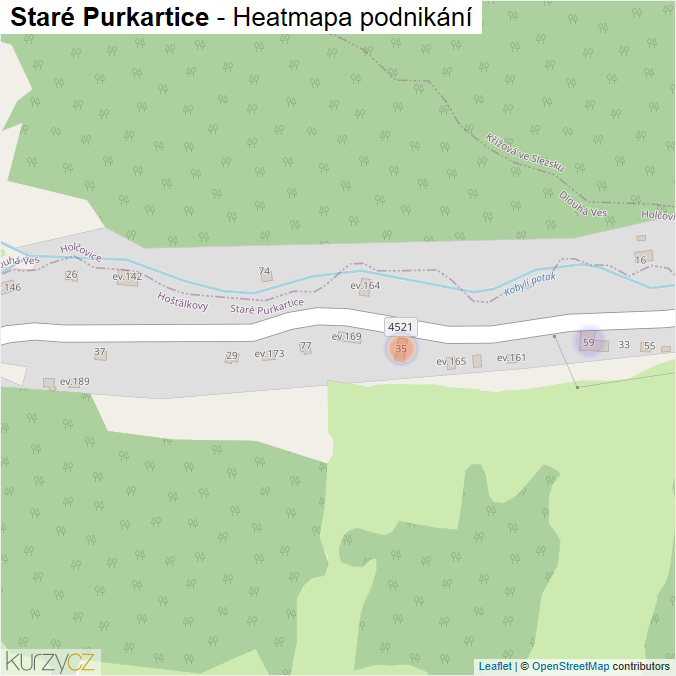 Mapa Staré Purkartice - Firmy v části obce.
