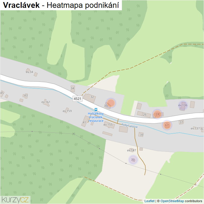Mapa Vraclávek - Firmy v části obce.