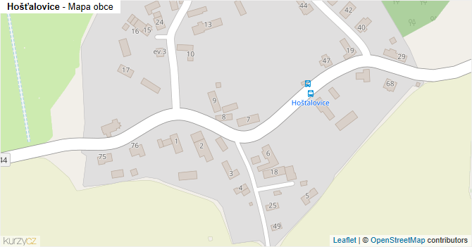 Hošťalovice - mapa obce