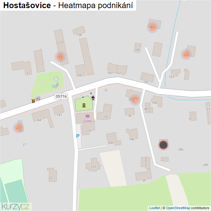 Mapa Hostašovice - Firmy v obci.