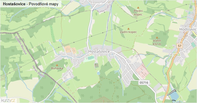 Hostašovice - záplavové mapy stoleté vody