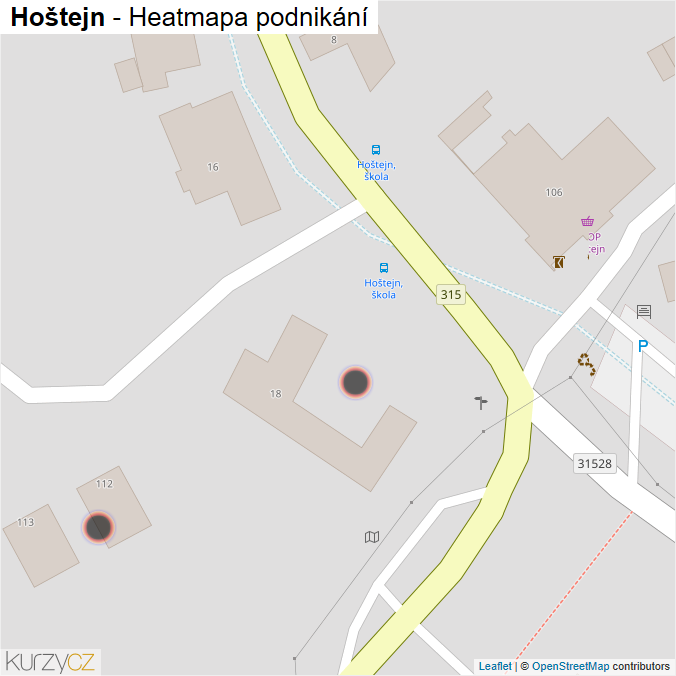 Mapa Hoštejn - Firmy v obci.