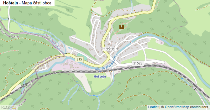 Hoštejn - mapa části obce