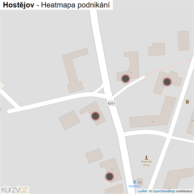 Mapa Hostějov - Firmy v obci.