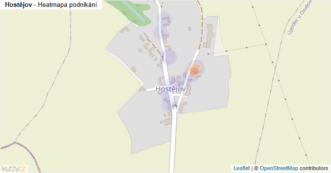 Hostějov - mapa podnikání
