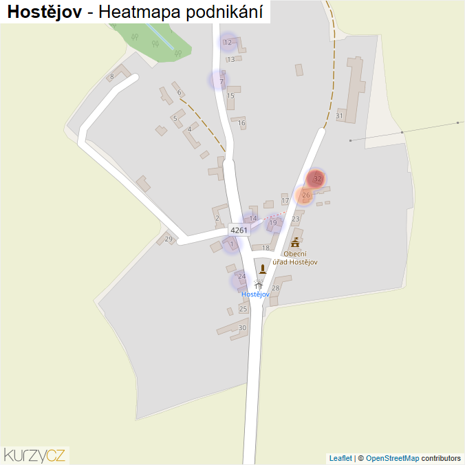 Mapa Hostějov - Firmy v části obce.