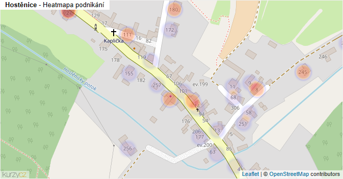 Hostěnice - mapa podnikání