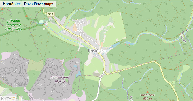 Hostěnice - záplavové mapy stoleté vody