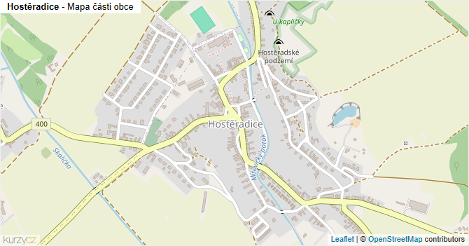 Hostěradice - mapa části obce
