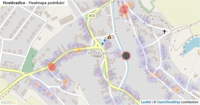 Hostěradice - mapa podnikání