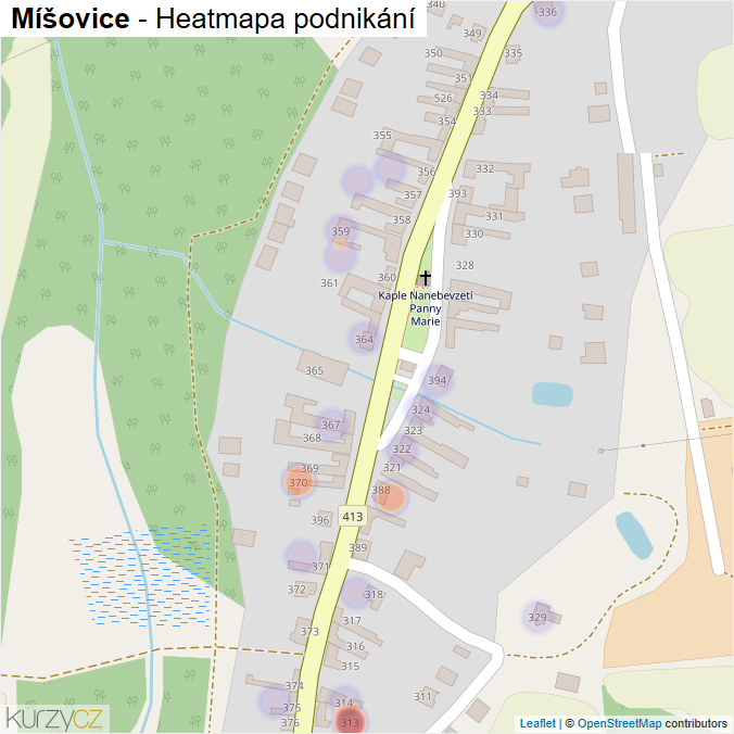 Mapa Míšovice - Firmy v části obce.