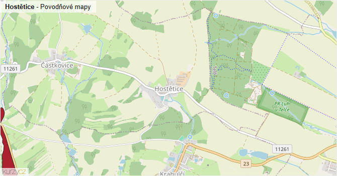 Hostětice - záplavové mapy stoleté vody