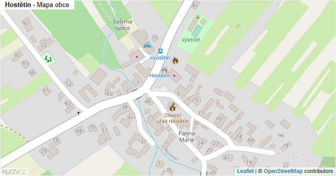 Hostětín - mapa obce