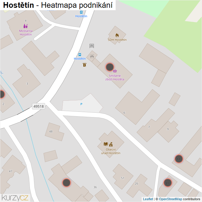 Mapa Hostětín - Firmy v obci.
