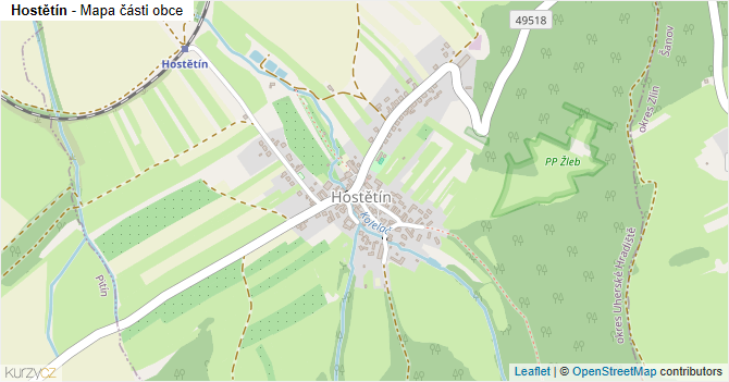 Hostětín - mapa části obce