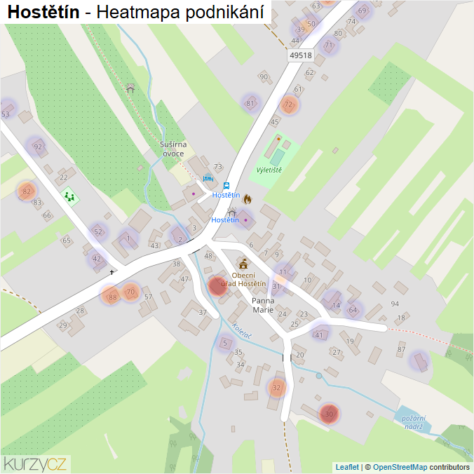 Mapa Hostětín - Firmy v části obce.