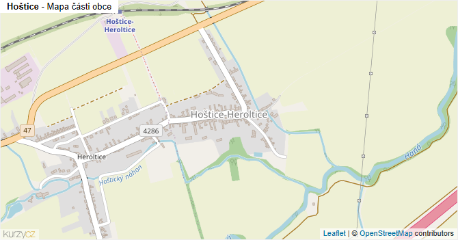 Hoštice - mapa části obce