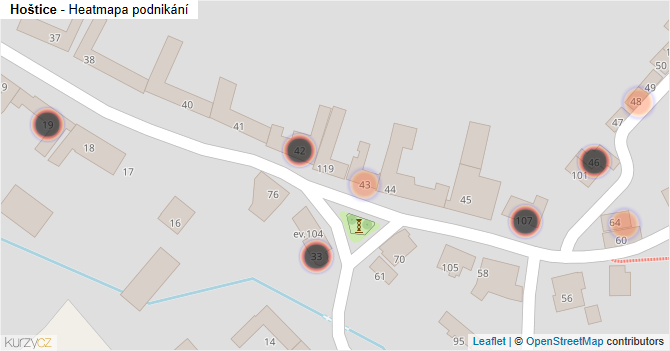 Hoštice - mapa podnikání