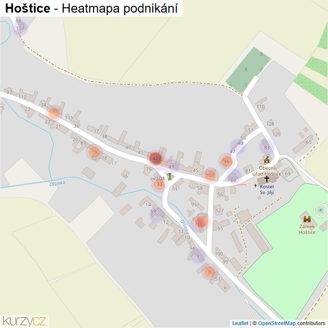 Mapa Hoštice - Firmy v části obce.