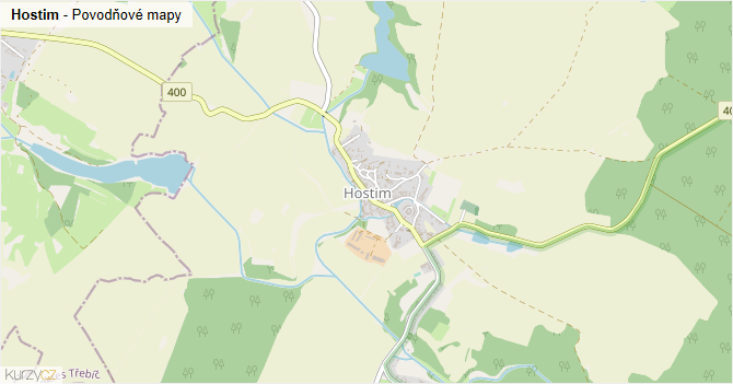 Hostim - záplavové mapy stoleté vody