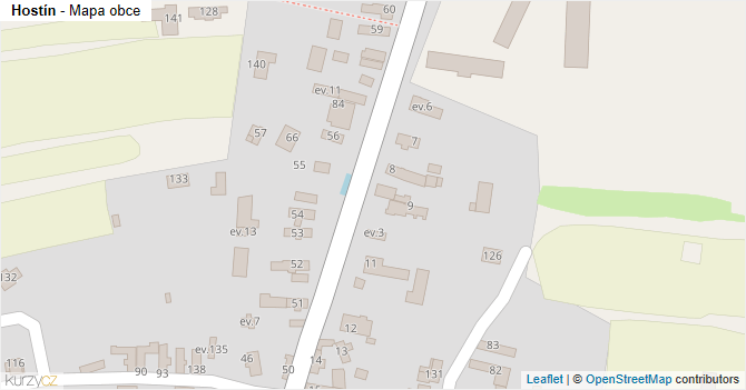 Hostín - mapa obce