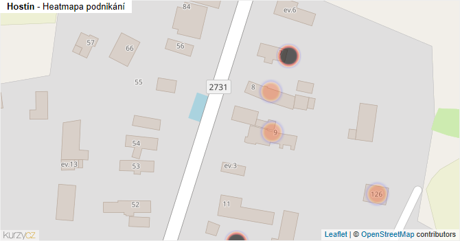 Hostín - mapa podnikání