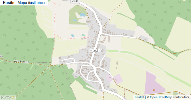 Hostín - mapa části obce