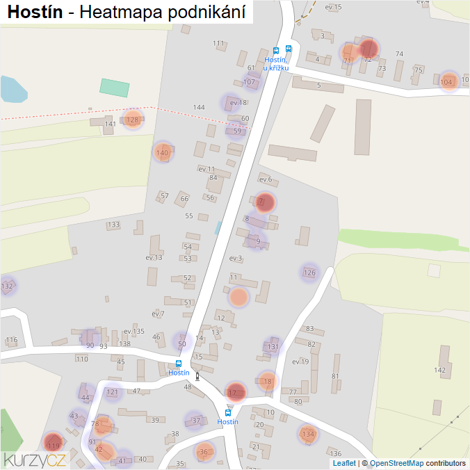 Mapa Hostín - Firmy v části obce.