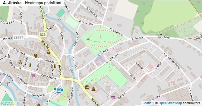 A. Jiráska - mapa podnikání