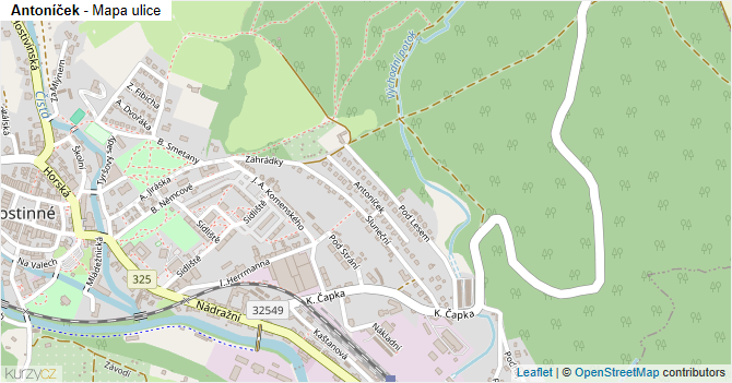 Antoníček - mapa ulice
