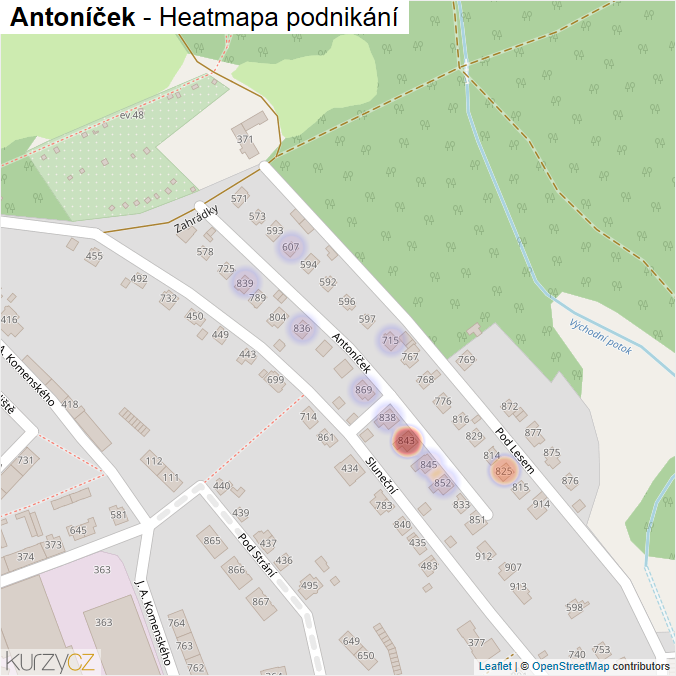 Mapa Antoníček - Firmy v ulici.