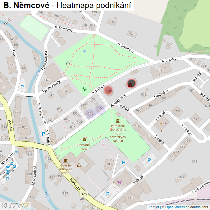 Mapa B. Němcové - Firmy v ulici.