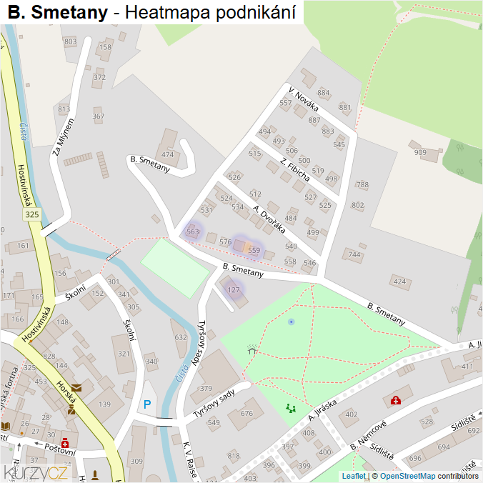 Mapa B. Smetany - Firmy v ulici.
