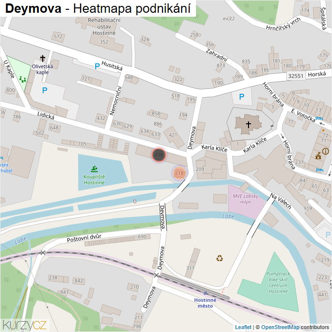 Mapa Deymova - Firmy v ulici.