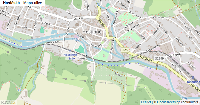 Hasičská - mapa ulice