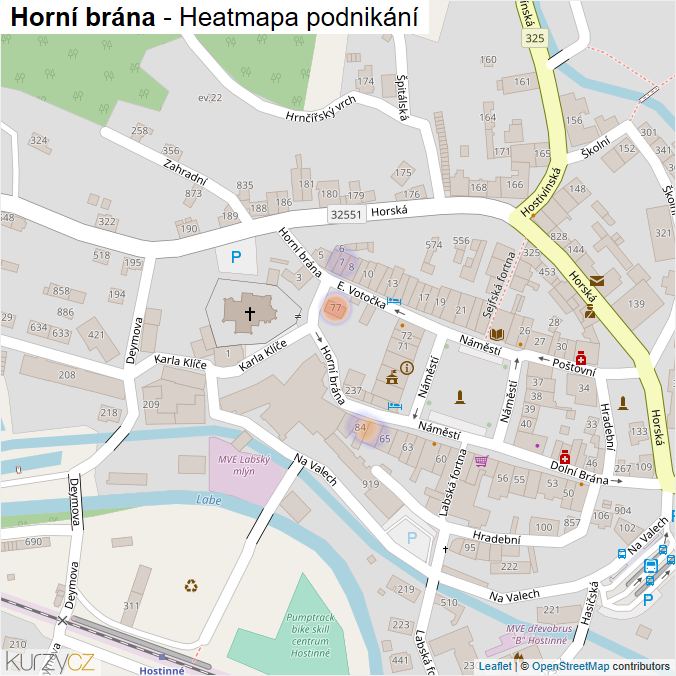Mapa Horní brána - Firmy v ulici.