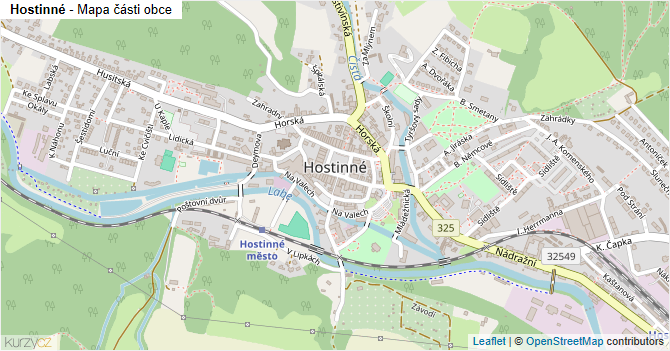 Hostinné - mapa části obce
