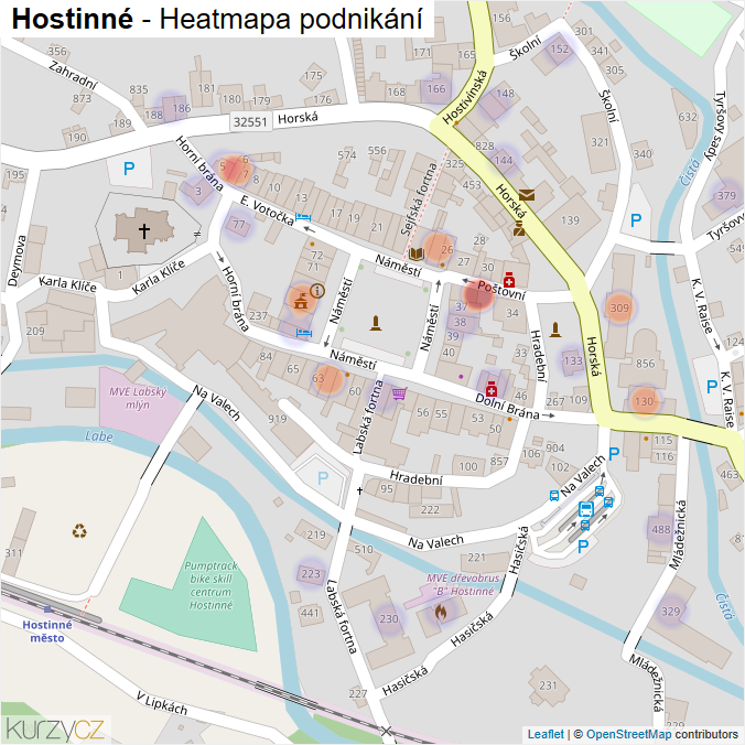 Mapa Hostinné - Firmy v části obce.