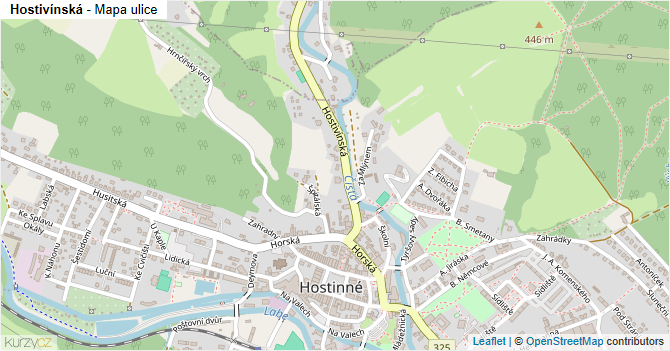Hostivínská - mapa ulice
